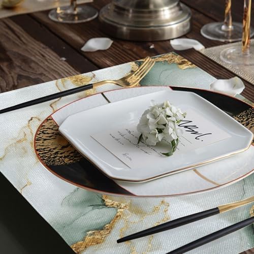 ALAZA White Marble 1 PC Placemats Rectangle Table Mat for Dining Table Restaurant Kitchen Home Decor, 12" x 18"