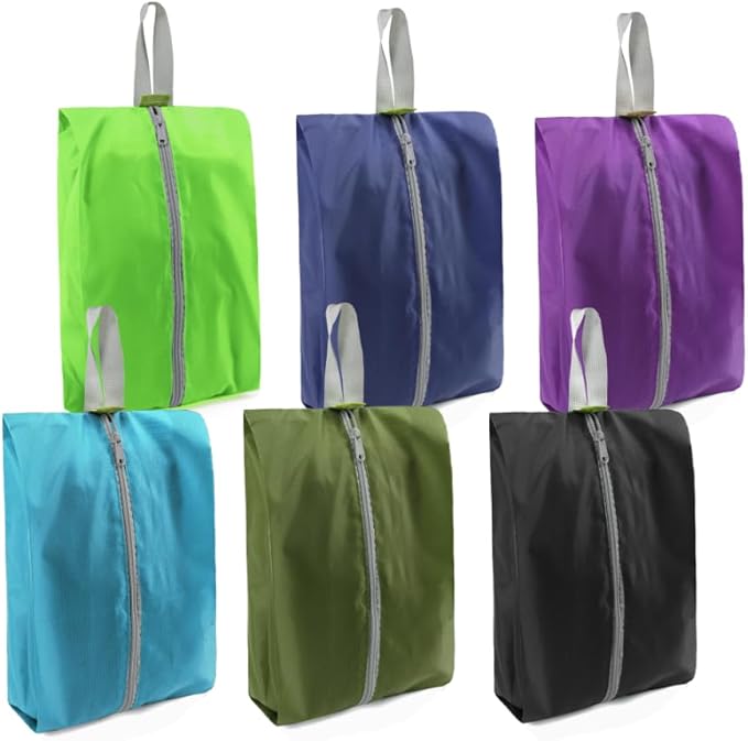 BeeGreen Colorful Dance Shoe Organizer Bags - 6 Pack with Zipper Closure and Handle, Portable Nylon Shoe Bags for Storage, Men's and Women's Travel Gifts