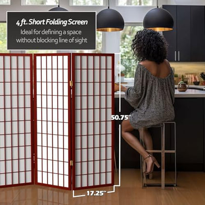 4 ft. Short Window Pane Shoji Screen - Rosewood - 5 Panels