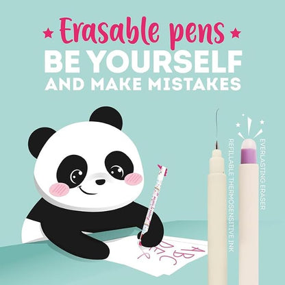 LEGAMI - Set of 7 Erasable Gel Pens with Thermosensitive Erase Ink, Range of ink colours & barrel designs, 0.7mm Tip, Cat, Bee, Monster, Giraffe, Panda, Shark, Hippo Designs