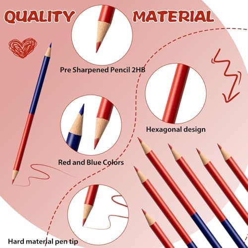 50 PCS Checking & Grading Pencils, Red and Blue Double Ended Erasable Pencils with Sharpeners, Pre-Sharpened #2 HB Back to School Supplies for Teachers, Testing, Office & Map Marking(50)