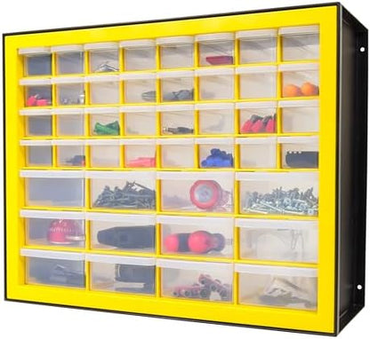 IRIS Plastic Hardware Storage Drawer, 44 Drawer Parts Cabinet - Yellow