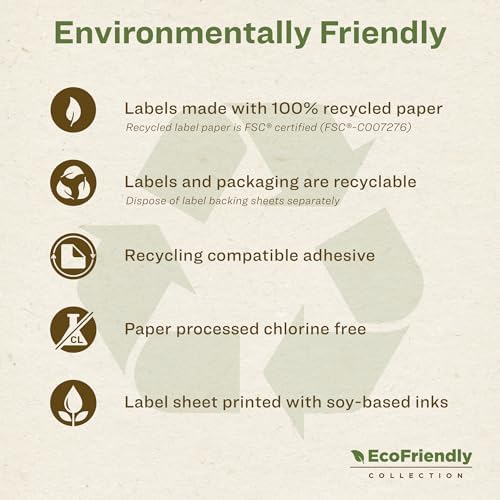 Avery® EcoFriendly Matte White Recycled Barbell Labels, 0.5" x 2.5", Matte White Labels, Permanent Adhesive, Laser/Inkjet Printable, 1,125 Total