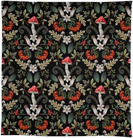 Autumn Mushroom Tablecloth, Rustic Vintage Farmhouse Mushrooms Fern Berries Leaves Botanical Print Table Cover for Outdoor Party Picnic Kitchen Dinning Table Decor 60x110in