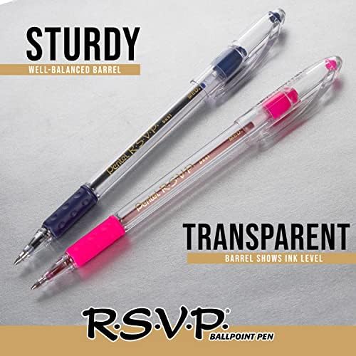 Pentel RSVP Ballpoint Pen, Fine Line, (0.7mm), Black Ink, 72 Pack Canister (BK90PC72A)
