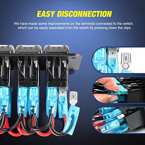 Nilight 4 Gang Rocker Switch Panel with Dual USB Socket Voltmeter