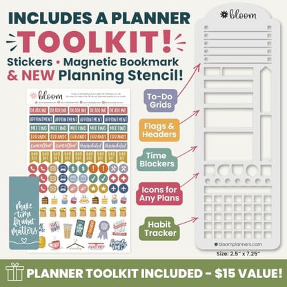 bloom daily planners 2027 Planner for Women (8.5" x 11") - Weekly & Monthly Calendar Year (January to December) Softcover Agenda Book Organizer with Stickers & Stencil - Confetti