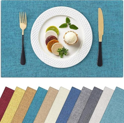 Homaxy Cloths Placemats for Dining Table Set of 6, 13" x 19", Teal