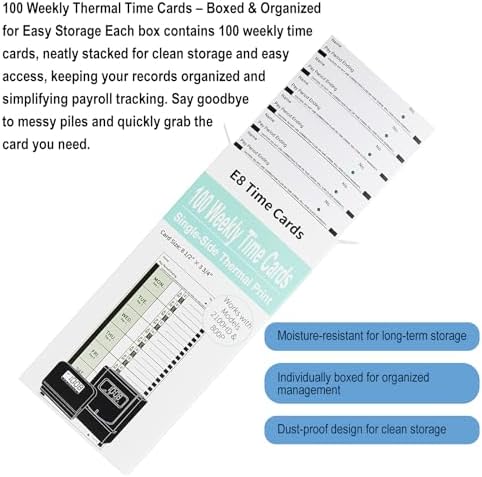 600 E8 Weekly Thermal Time Cards, Compatible with Lathem 2100HD & 800P
