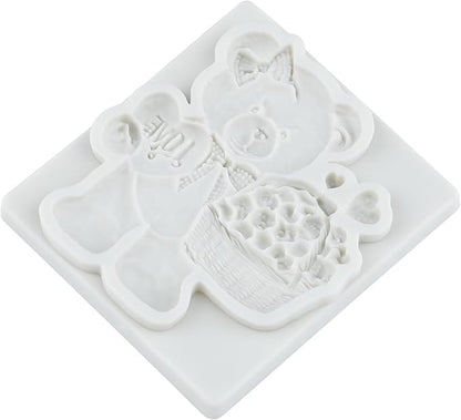 Bear Silicone Fondant Molds Bear Chocolate Candy Mold For Teddy Bears Cake Decoration Wedding Birthday Party Cupcake Topper Polymer Clay Gum Paste Set of 4