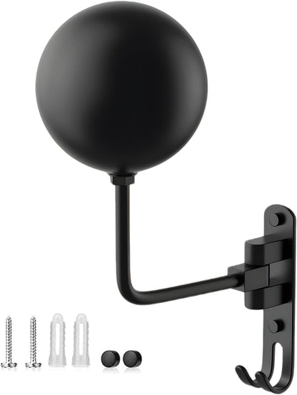 aiGear Motorcycle Helmet Holder, 180°Rotatable Motorcycle Helmet Rack with Double Hooks, Space Aluminum Motorcycle Helmet Holder Wall Mount for Motorcycle Bike Coats, Baseballs, Rugby Helmet (1 Pack)