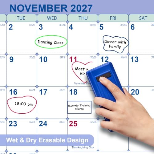 2 PC 24 x 36 2027 Wall Calendar 12 Month, Folded Wet & Dry Erasable Planner
