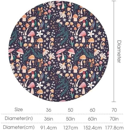 Retro Mushroom Tablecloth, Cartoon Forest Mushroom Florals Leaves Woodland Garden Table Cloth for Kitchen Dining Coffee Table Outdoor Party Decor, 36x36in