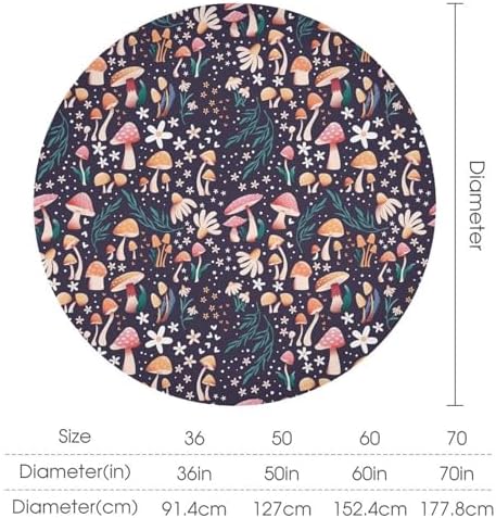 Retro Mushroom Tablecloth, Cartoon Forest Mushroom Florals Leaves Woodland Garden Table Cloth for Kitchen Dining Coffee Table Outdoor Party Decor, 50x50in