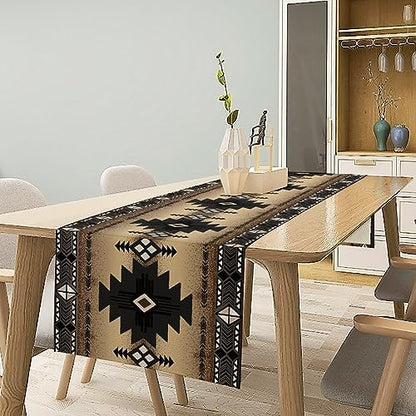 Aztec Southwest Table Runner,Ethnic Style Design Geometric Table Runners Table Setting Decor for Garden Farmhouse Wedding Party Holiday Dinner Home 13x36 Inch