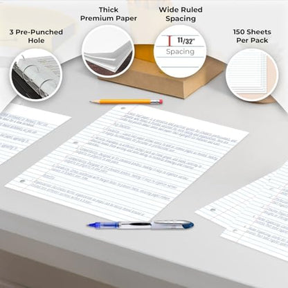 Rosmonde 172800 Sheets Loose Leaf Paper Bulk, 1152 Pack, Wide Ruled Paper