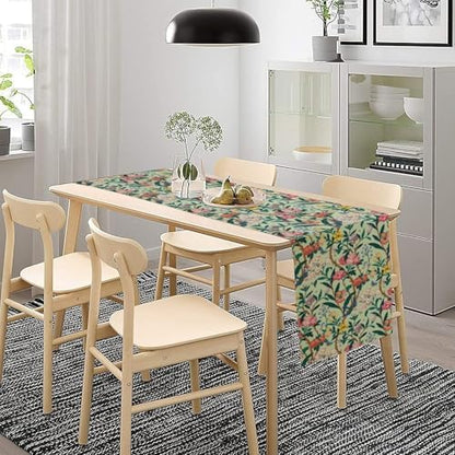 William Morris Floral Table Runner, Birds Butterflies and Bees Botanical Flower Original Design Print Table Runner for Home Party Dining Room Kitchen Decor 13x60 Inch