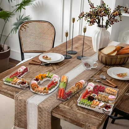 13.8" Extra Large Acrylic Letter Charcuterie Board Box, Reusable Fillable Letter Cake Candy Dish Display Serving Tray for Birthday Anniversary Party Decoration (V)