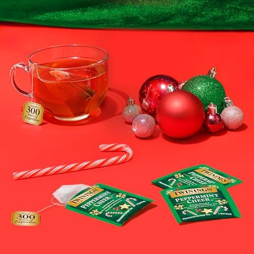 Twinings Peppermint Cheer Holiday Herbal Tea Bags, 20 CT Box (6 Pack)
