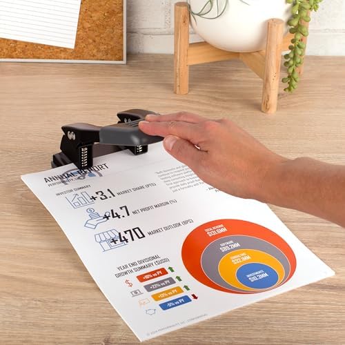 Swingline 2 Hole Punch, 28 Sheet Capacity Hole Puncher, Paper Punch, Low Effort Comfort Handle, Alignment Guide, Black (74050)