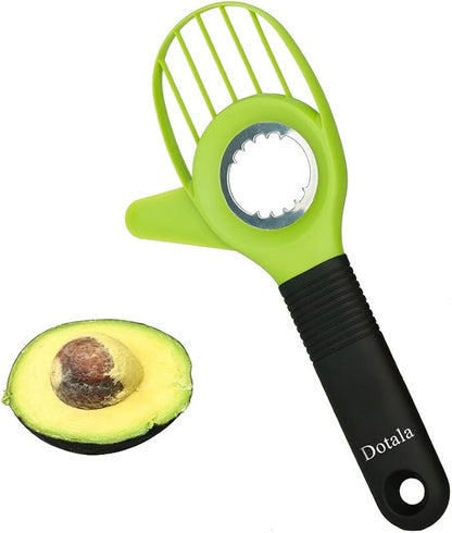 3 in 1 Avocado Slicer Tool Works as a Splitter, Pitter and Cutter as knife peeler scoop with Comfort-Grip Handle (Green-Slicer)