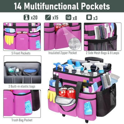 Ytonet Large Cleaning Caddy with Wheels, Cleaning Supplies Organizer