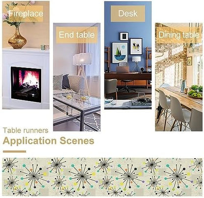 Mid Century Geometric Table Runner,Table Runners for Kitchen Dining Modern Tables Decor Decoration for Kitchen Family Dinner Table Holiday Party Farmhouse 13 x 70 Inch