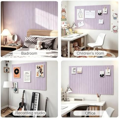 0.47" Thick Felt Pin Board 36"x24" Large Cork Board Alternative 6 Pack 11.81"x11.81"Felt Bulletin Board Wall Tiles Notice Board with 30 Pushpins for Home Office School(Fine-Light Purple)