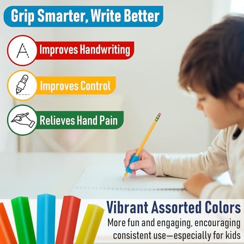 The Classics 12-Pack Triangle Pencil Grips, Assorted Bright Colors, 1.75-Inch Long (TPG-16212)