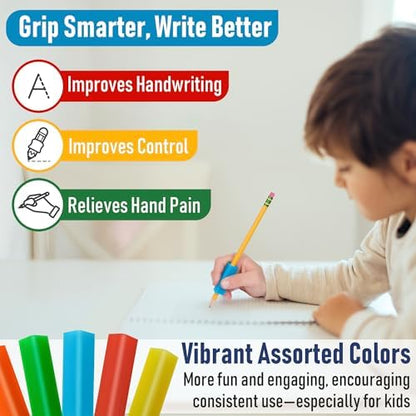 The Classics 12-Pack Triangle Pencil Grips, Assorted Bright Colors, 1.75-Inch Long (TPG-16212)