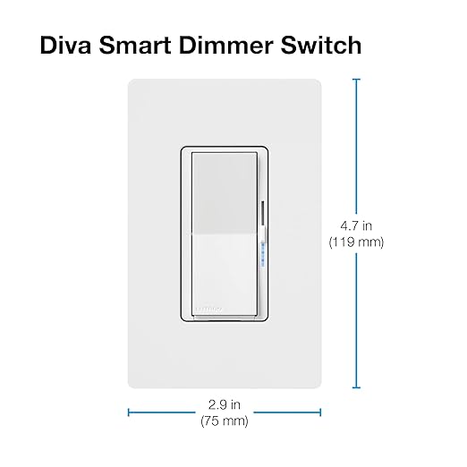Lutron Diva Smart Dimmer Light Switch for Caseta Lighting (Lutron Smart Hub Required), for LED Lights, 150W, Single-Pole/3-Way, No Neutral, Gray (DVRF-6L-GR)