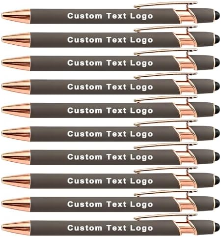 Personalized Pens Ballpoint with Stylus, Grey, 10 Pcs