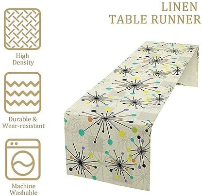 Mid Century Geometric Table Runner,Table Runners for Kitchen Dining Modern Tables Decor Decoration for Kitchen Family Dinner Table Holiday Party Farmhouse 13 x 70 Inch