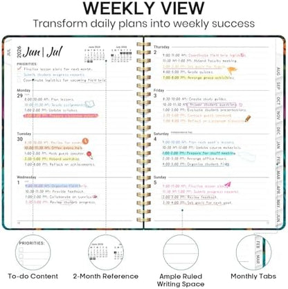 Planner 2026-2027, Weekly & Monthly Academic Calendar, Jul 2026 – Jun 2027