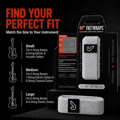 Gruv Gear Fret Wrap & Guitar Mute, Fretwrap for Acoustic, Electric & Bass | String Dampener Recording, Tapping & Practice Accessory (1 Pack, Extra Large Off-White, Fits 7-12 String Bass, Extended