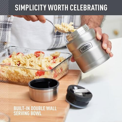 THERMOS Stainless King Food Jar with Spoon, 16oz, Matte Steel