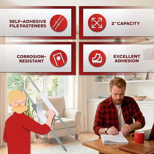 XFasten Self Adhesive Fasteners 2 Inch Capacity 500-Pack Archival-Grade Two Prong Paper Fasteners 2 Inch for Metal File Fastening, Folders, Medical Reports, Thick Paper Stacks, and Folder Accessories