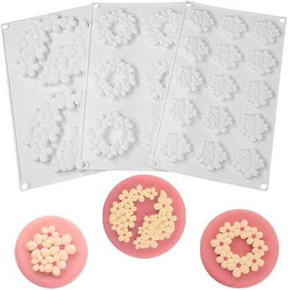 6-Cavity Flower Shape 3D Silicone Mold for Baking Cakes Mousse Dessert Pastry Mold Cake Decoration Cheesecake Ice Cream Mould (Cloud Flower M_11.84 X7 X0.32 inch)