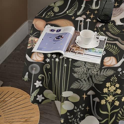 Retro Forest Curtains, Fairy Tale Woodland Wild Animals Moths Owl Snake Cartoon Flowers Mushroom Farmhouse Holiday Tablecloths for Home Kitchen Party Dinner Decor, 50x50in