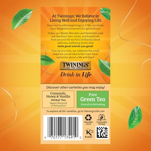 Twinings Peppermint & Creamy Vanilla Herbal Tea Bags, 20 CT Box (1 Pack)