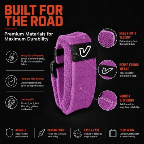 Gruv Gear Fret Wrap & Guitar Mute, Fretwrap for Acoustic, Electric & Bass | String Dampener Recording, Tapping & Practice Accessory (1 Pack, Small Purple, Fits 4 String Bass, 6 String Guitar)