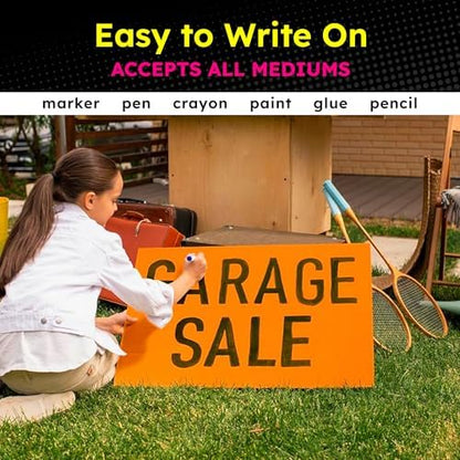 Hygloss Medium Poster Board 11x14 - 50 Assorted Neon Color Bulk Pack - 10 Pt. Thickness Colored Poster Board Paper for Projects, Signs, Displays - Posterboard Multipack 11" x 14"