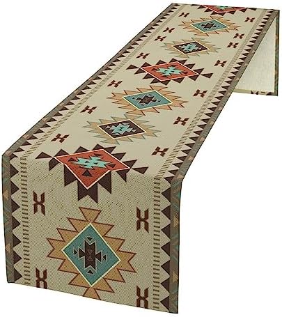 Aztec Southwest Table Runner,Ethnic Geometric Table Runners Dresser Scarves Table Setting Decor for Garden Farmhouse Wedding Party Holiday Dinner Home 13x120 Inch