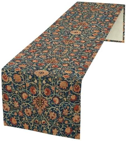 William Morris Floral Table Runner Vintage Flowers Strawberry Thief Table Runner for Dining Table Decor 13 x 120 Inch