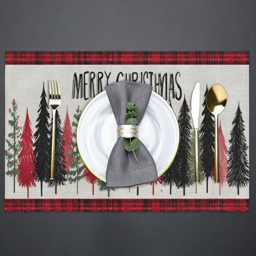 Placemats Set of 6 Washable Linen Place Mats Cloth Table Mats 12x18 Inch