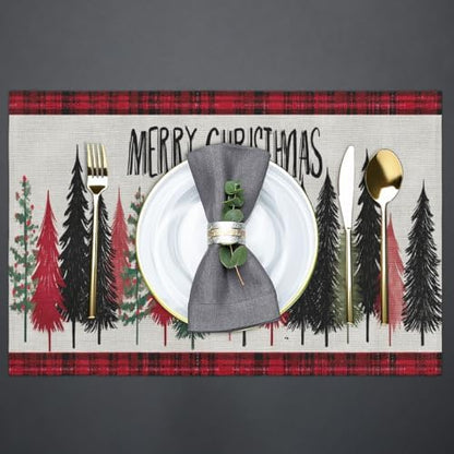 Placemats Set of 6 Washable Linen Place Mats Cloth Table Mats 12x18 Inch