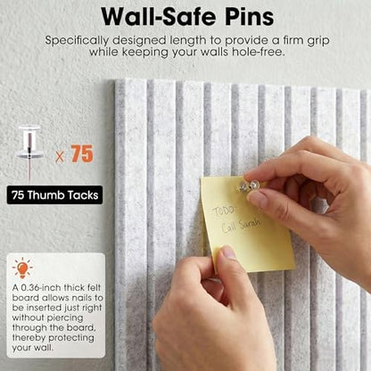 Large Cork Board for Walls 59" x 36",15 Pack 12"X12"Felt Bulletin Board Tiles with 120 Adhesive Tabs,Cork Board Alternative for Office Decor, Push Pin Board Wall Organizer-Light Gray