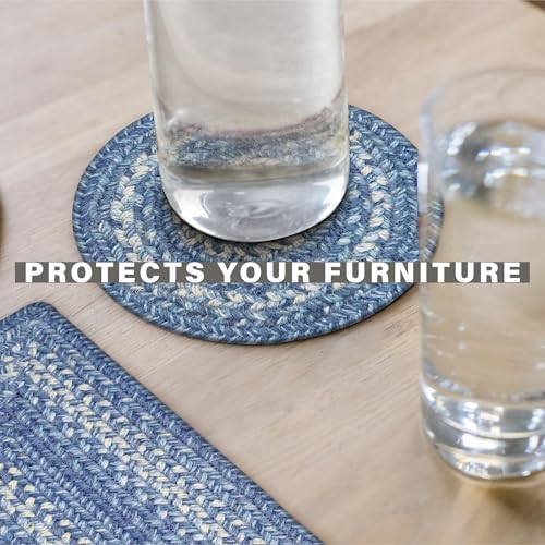 Homespice Denim Jute Braided Trivets Ideal as Hot Pads, Round 8" Set of 3