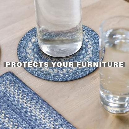 Homespice Denim Jute Braided Trivets Ideal as Hot Pads, Round 8" Set of 3