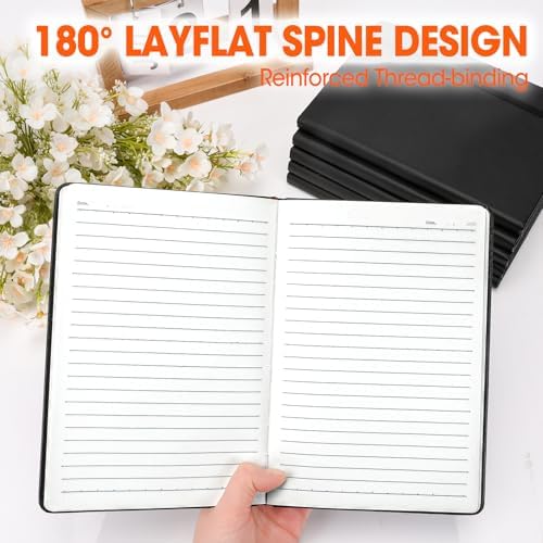 12 Pack Lined Journal Notebook for Work, 200 Pages, Medium 5.5 in x 8.3 in, A5 College Ruled, Hardcover Journaling Notebooks for Writing, Note Taking, Fit for Business Work School Home (Black)